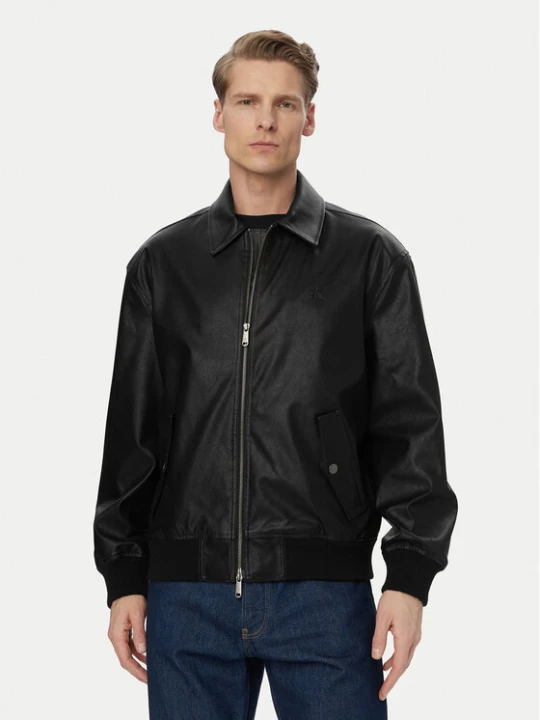 Zdjęcie produktu Calvin Klein Jeans Kurtka z imitacji skóry LV04RF403G Czarny Relaxed Fit
