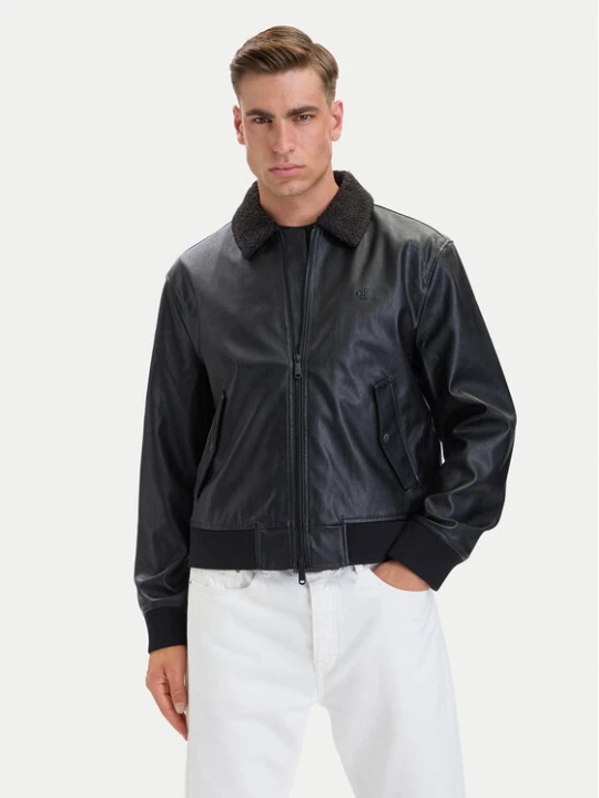 Zdjęcie produktu Calvin Klein Jeans Kurtka z imitacji skóry LV04RH402G Czarny Regular Fit