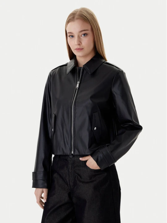Zdjęcie produktu Calvin Klein Jeans Kurtka z imitacji skóry Moto LV047E501G Czarny Regular Fit