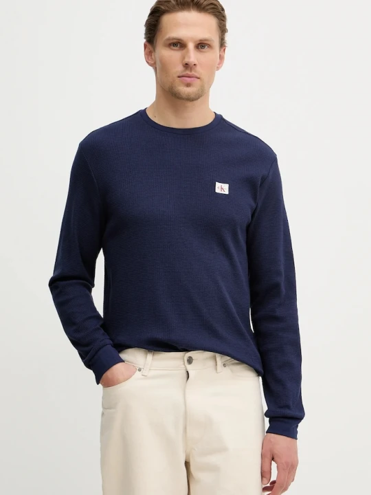 Zdjęcie produktu Calvin Klein Jeans longsleeve męski z bawełną granatowy