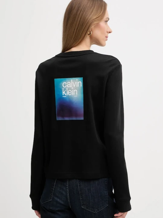 Zdjęcie produktu Calvin Klein Jeans longsleeve bawełniany czarny