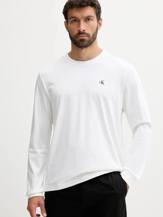 Zdjęcie produktu Calvin Klein Jeans longsleeve męski bawełniany biały