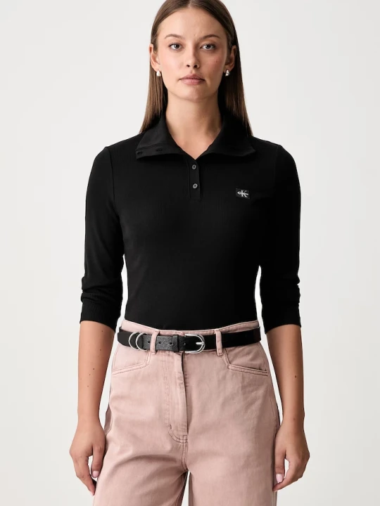 Zdjęcie produktu Calvin Klein Jeans longsleeve damski bawełniany z elastanem czarny