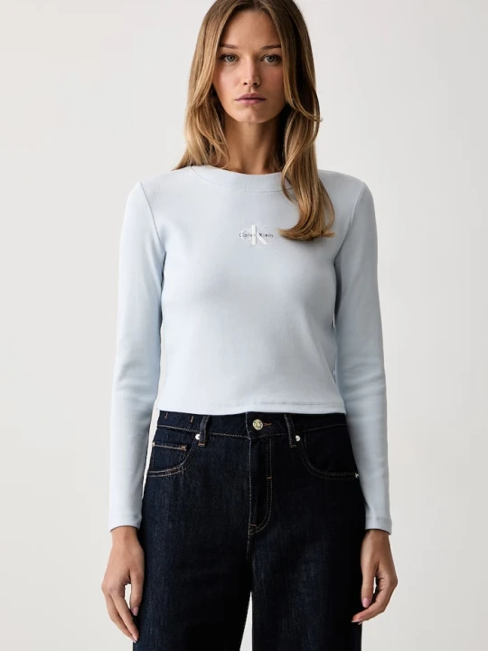 Zdjęcie produktu Calvin Klein Jeans longsleeve damski bawełniany z elastanem niebieski
