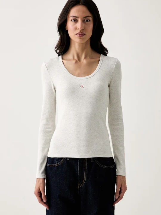 Zdjęcie produktu Calvin Klein Jeans longsleeve damski bawełniany z elastanem szary