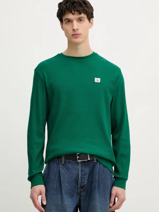 Zdjęcie produktu Calvin Klein Jeans longsleeve męski z bawełną zielony