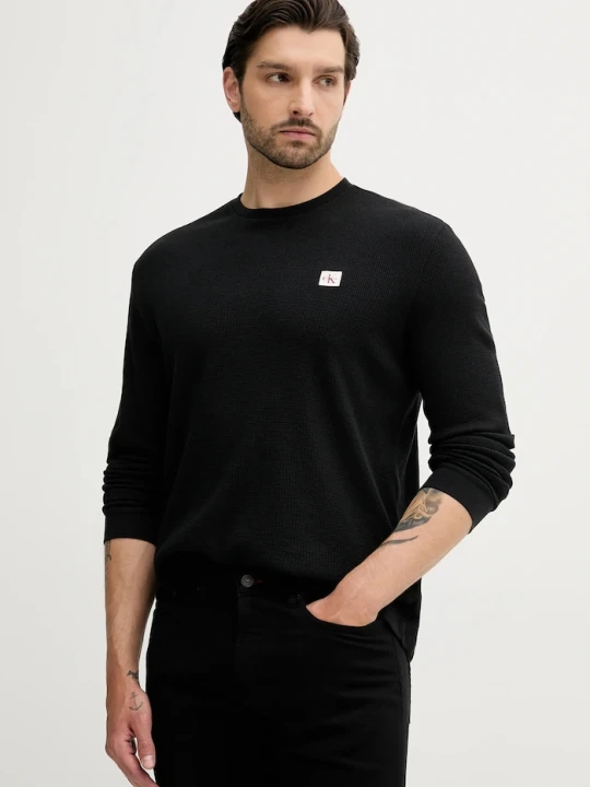 Zdjęcie produktu Calvin Klein Jeans longsleeve męski z bawełną czarny