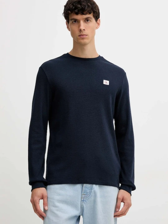 Zdjęcie produktu Calvin Klein Jeans longsleeve męski z bawełny granatowy