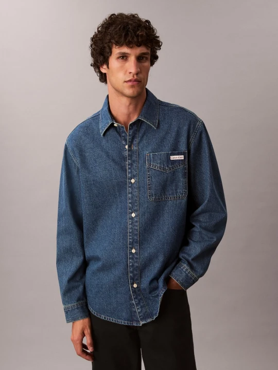 Zdjęcie produktu Calvin Klein Jeans koszula dżinsowa Mężczyźni Modern Fit Bawełna niebieski