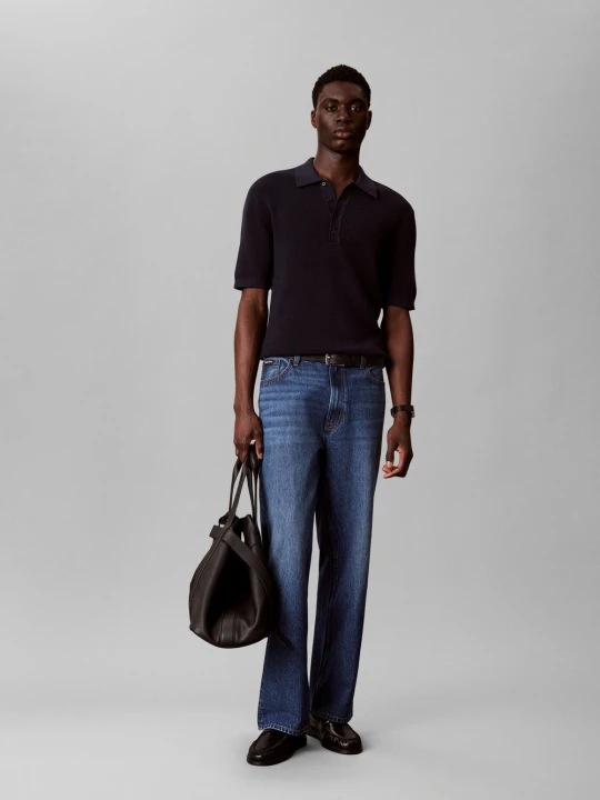 Zdjęcie produktu Calvin Klein Jeans koszulka polo z dzianiny Mężczyźni Bawełna (100%) niebieski
