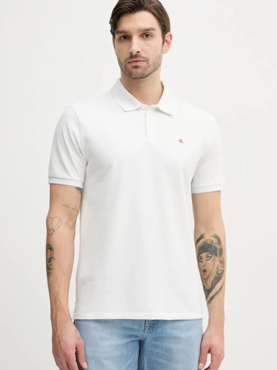Zdjęcie produktu Calvin Klein Jeans polo męskie bawełniane biały