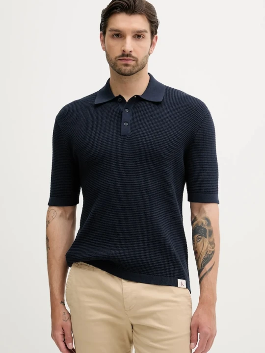 Zdjęcie produktu Calvin Klein Jeans polo bawełniane granatowy