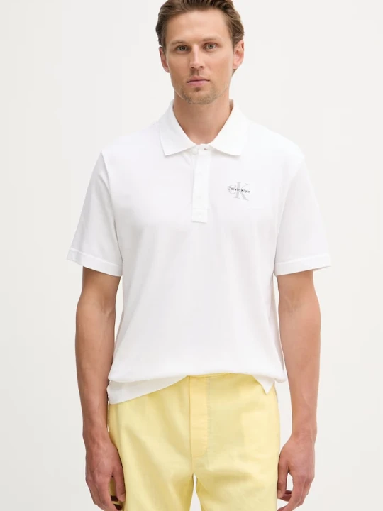 Zdjęcie produktu Calvin Klein Jeans polo męski bawełniany biały