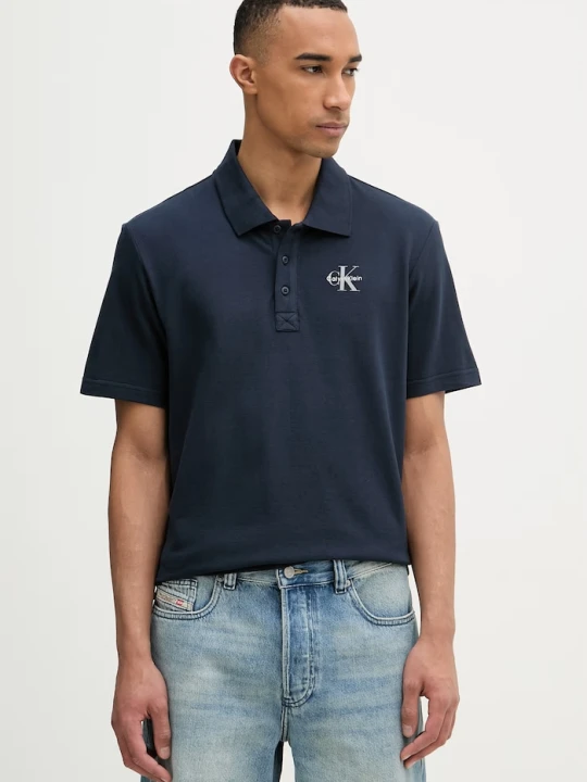 Zdjęcie produktu Calvin Klein Jeans polo męskie bawełniane granatowy