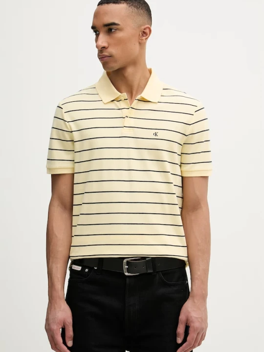 Zdjęcie produktu Calvin Klein Jeans polo męskie bawełniane żółty