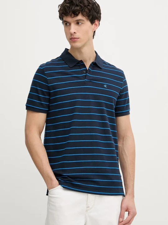 Zdjęcie produktu Calvin Klein Jeans polo męskie bawełniane niebieski