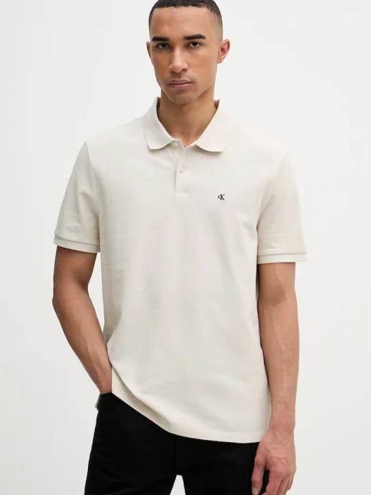 Zdjęcie produktu Calvin Klein Jeans polo męskie bawełniane beżowy