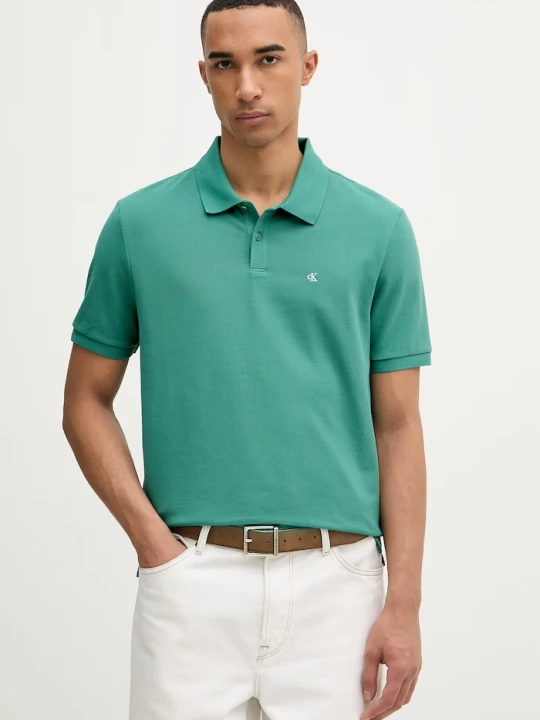 Zdjęcie produktu Calvin Klein Jeans polo męskie bawełniane zielony
