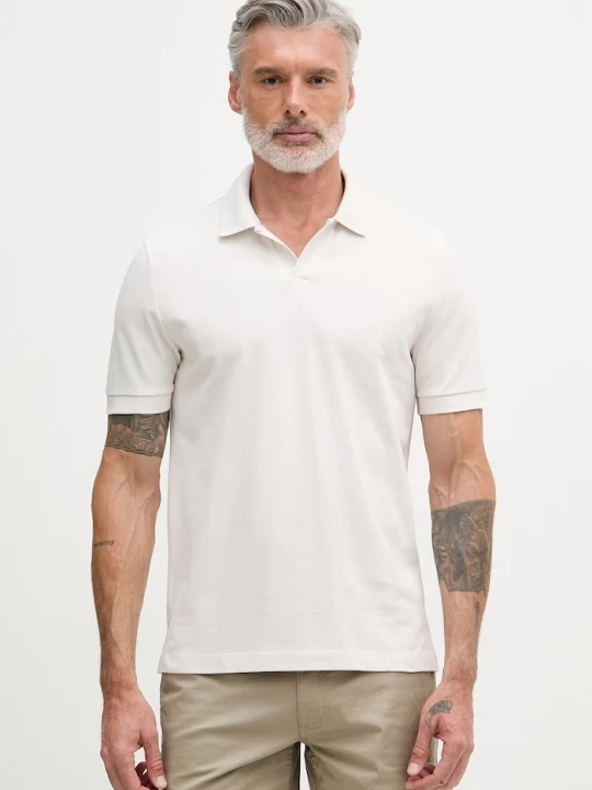 Zdjęcie produktu Calvin Klein Jeans polo męskie bawełniane beżowy