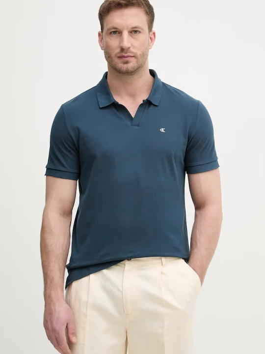 Zdjęcie produktu Calvin Klein Jeans polo męskie bawełniane turkusowy