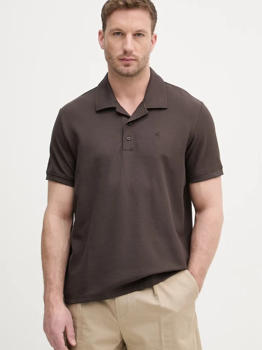 Zdjęcie produktu Calvin Klein Jeans polo męskie z bawełną brązowy