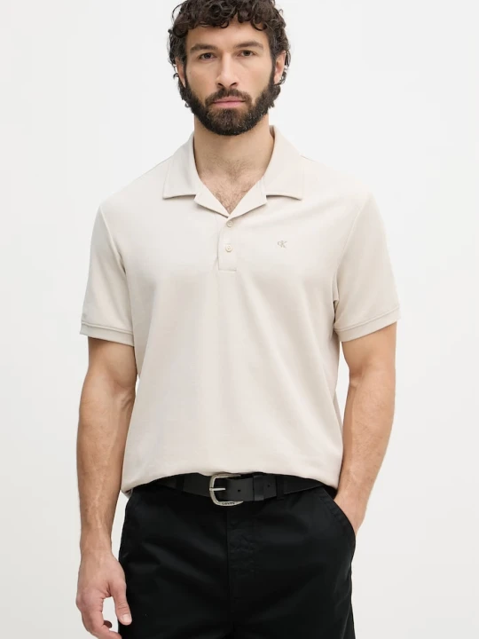 Zdjęcie produktu Calvin Klein Jeans polo męskie z bawełną beżowy