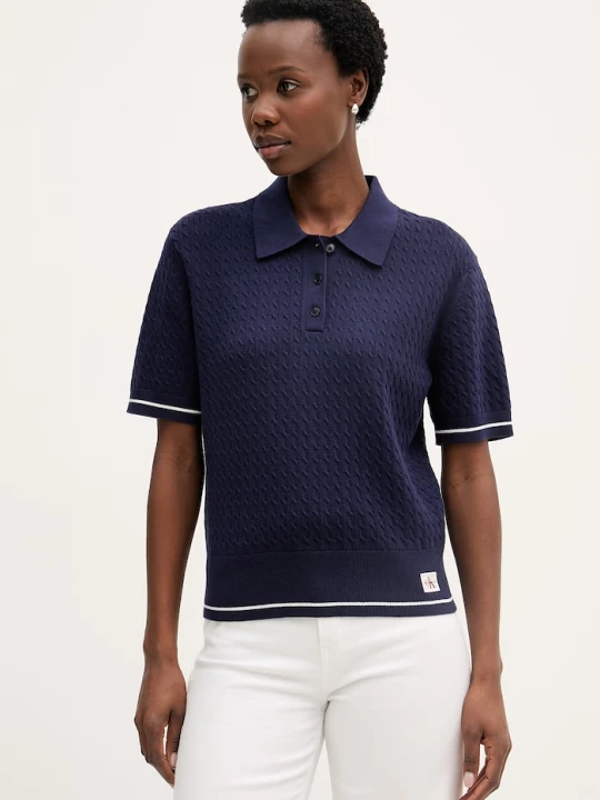 Zdjęcie produktu Calvin Klein Jeans polo swetrowe damskie granatowy