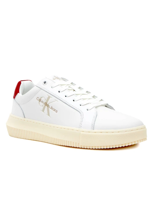 Zdjęcie produktu Calvin Klein Jeans Skórzane sneakersy CHUNKY CUPSOLE MONOLOGO biały