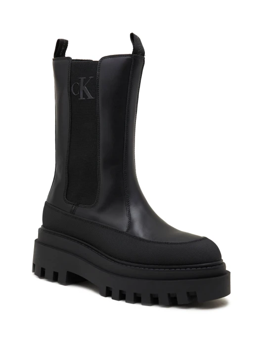 Zdjęcie produktu Calvin Klein Jeans Skórzane sztyblety FLATFORM CHELSEA czarny