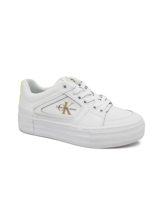 Zdjęcie produktu Calvin Klein Jeans Sneakersy VULC FLATFORM BOLD FLUO CONTR | z dodatkiem skóry biały
