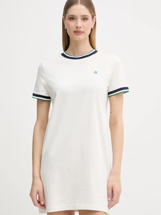 Zdjęcie produktu Calvin Klein Jeans sukienka bawełniana beżowy