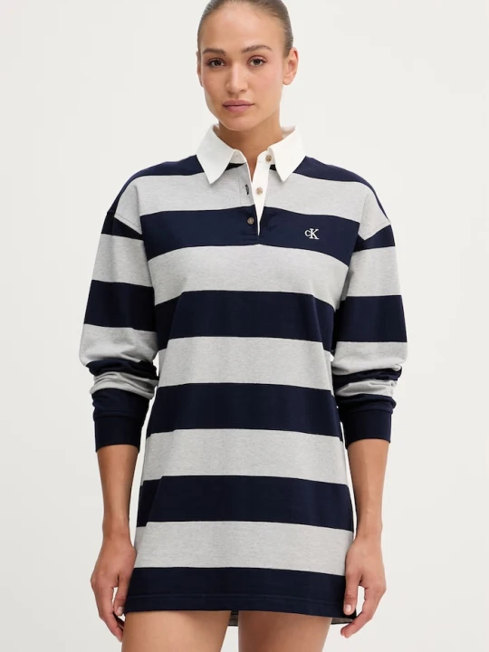 Zdjęcie produktu Calvin Klein Jeans sukienka bawełniana granatowy