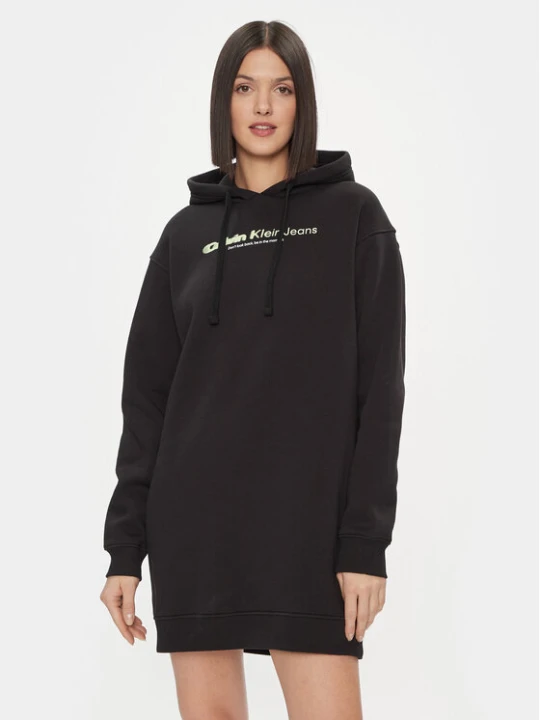 Zdjęcie produktu Calvin Klein Jeans Sukienka codzienna Double Ck Hoodie Dress J20J223257 Czarny Oversize