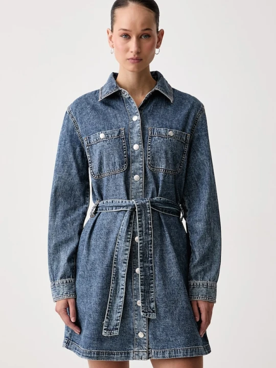 Zdjęcie produktu Calvin Klein Jeans sukienka rozkloszowana bawełniana niebieski