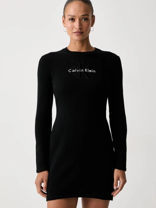 Zdjęcie produktu Calvin Klein Jeans sukienka sweterkowa bawełniana czarny