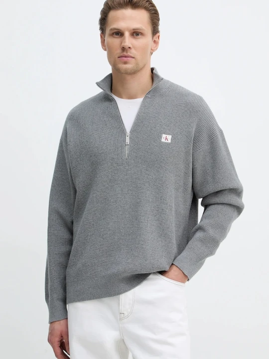 Zdjęcie produktu Calvin Klein Jeans sweter bawełniany szary