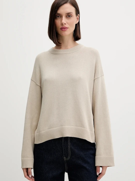 Zdjęcie produktu Calvin Klein Jeans sweter damski bawełniany beżowy