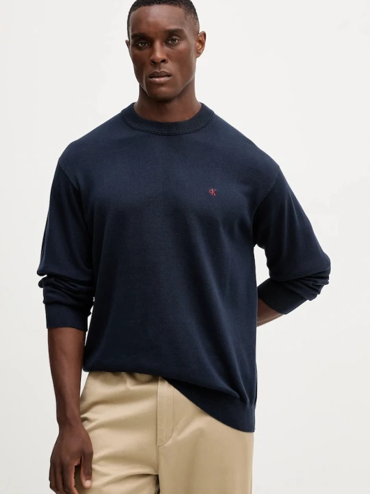 Zdjęcie produktu Calvin Klein Jeans sweter bawełniany granatowy