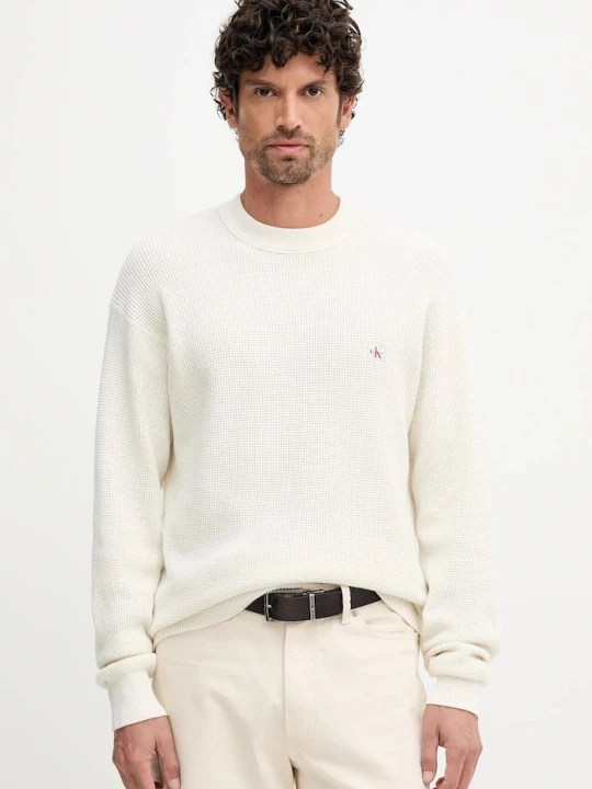 Zdjęcie produktu Calvin Klein Jeans sweter męski bawełniany beżowy