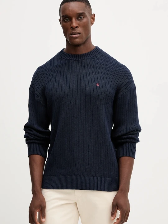 Zdjęcie produktu Calvin Klein Jeans sweter bawełniany granatowy