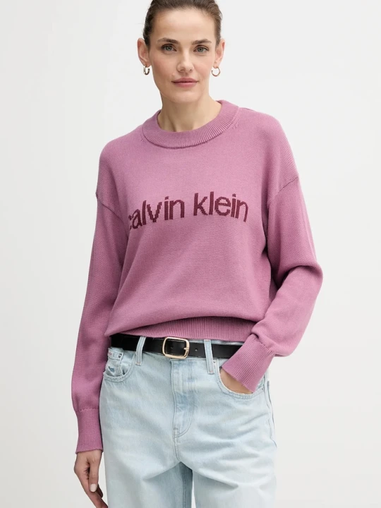 Zdjęcie produktu Calvin Klein Jeans sweter bawełniany różowy