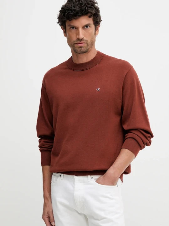 Zdjęcie produktu Calvin Klein Jeans sweter bawełniany pomarańczowy