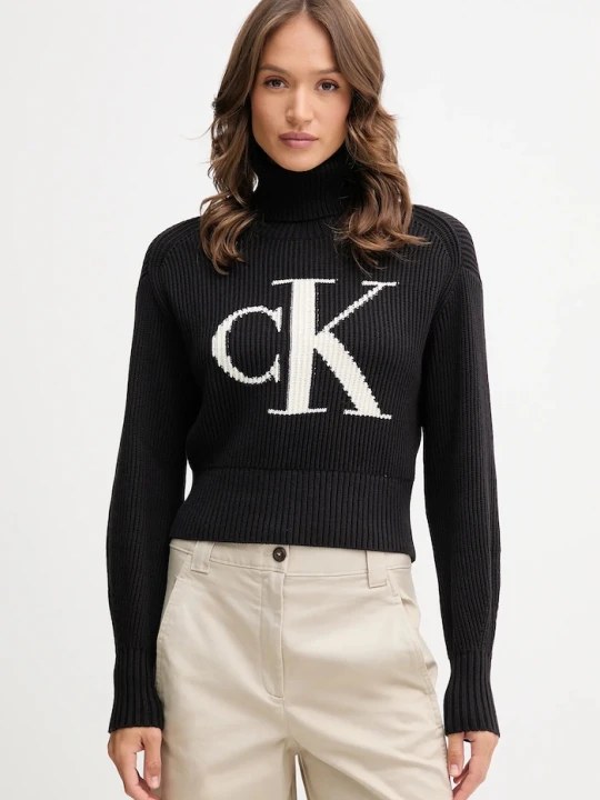 Zdjęcie produktu Calvin Klein Jeans sweter bawełniany czarny