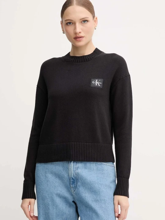 Zdjęcie produktu Calvin Klein Jeans sweter bawełniany czarny
