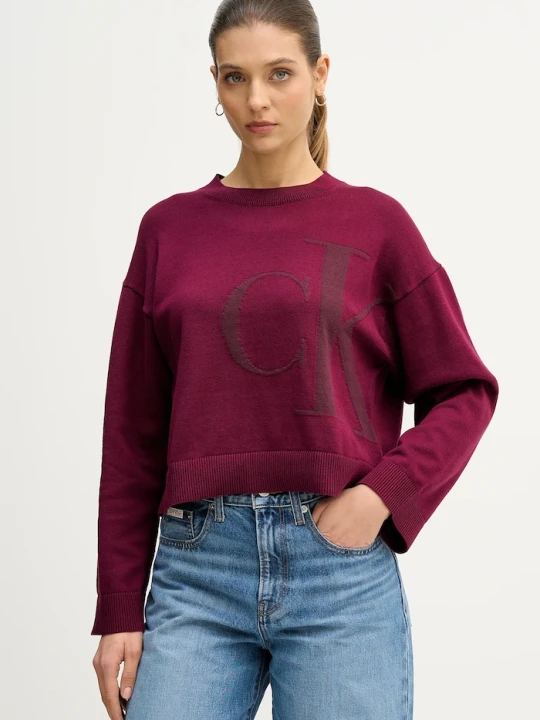 Zdjęcie produktu Calvin Klein Jeans sweter bawełniany różowy