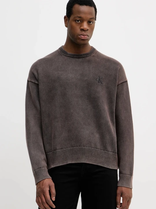 Zdjęcie produktu Calvin Klein Jeans sweter bawełniany brązowy