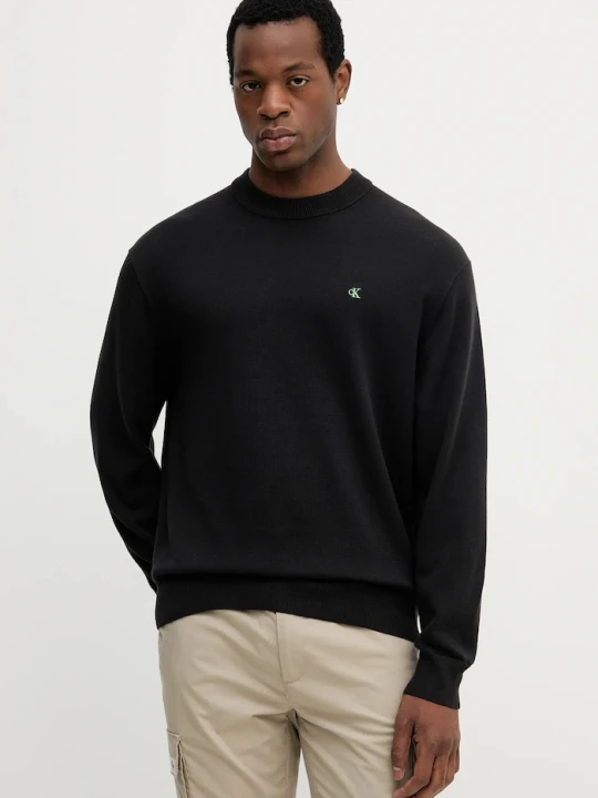 Zdjęcie produktu Calvin Klein Jeans sweter bawełniany czarny