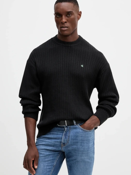 Zdjęcie produktu Calvin Klein Jeans sweter bawełniany czarny