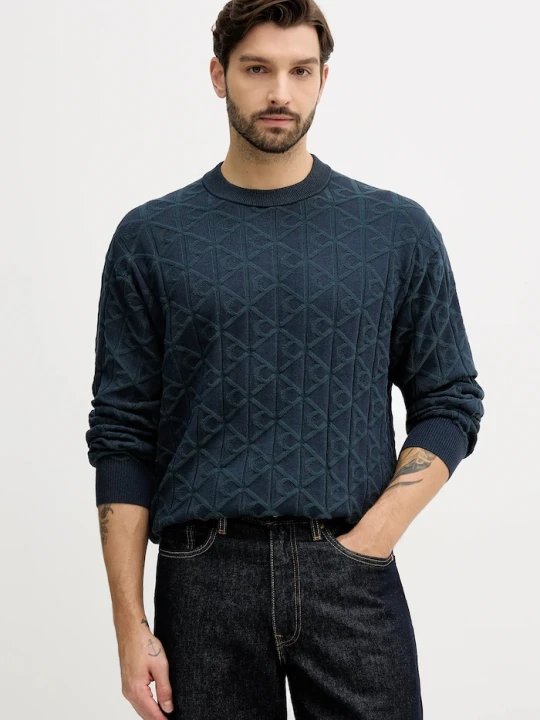 Zdjęcie produktu Calvin Klein Jeans sweter męski bawełniany granatowy