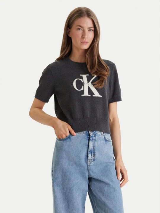 Zdjęcie produktu Calvin Klein Jeans Sweter Chunky LV044E306G Szary Regular Fit